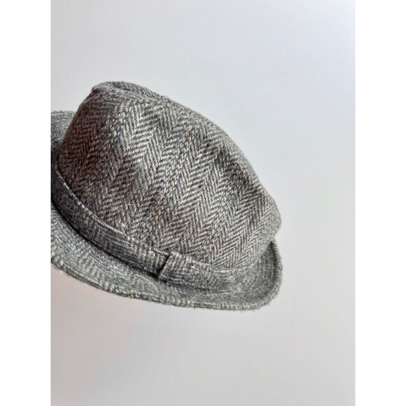 Vintage STETSON Grey Herringbone Wool Trilby Tweed Fedora Hat, Size XL - Picture 4 of 9